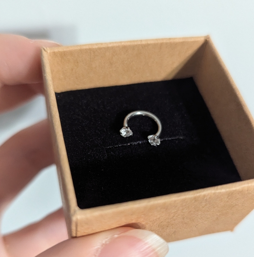 18 Gauge Horseshoe Septum/Daith/Rook  Silver Adjustable Ring